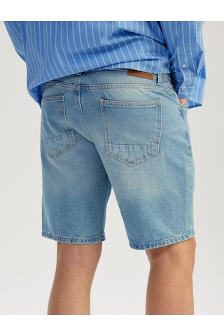 Koton Pamuklu Yırtık Detaylı Bermuda Slim Fit Jean Şort Orta İndigo 5sam40005ıd İndigo