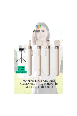 Wearfitpro Otomatik Açılır Manyetik Telefon Tripodu Uzaktan Kumandalı Selfie Çubuğu Cep Telefonu Tutucu Standı