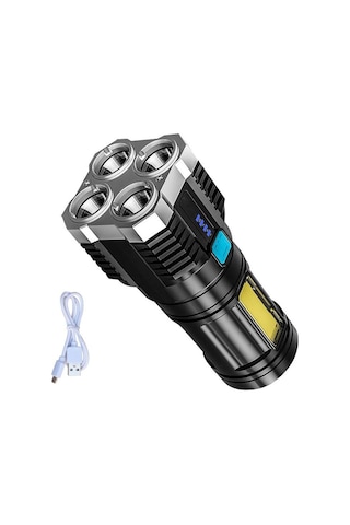 Dış Mekan Acil Kullanımı İçin Çok Fonksiyonlu Led Ekran El Feneri 4 Modlu Parlaklık Ayarı Siyah