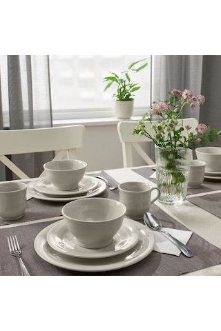 Ikea Sandskädda Yemek Takımı 4 Parça Açık Gri - Bej