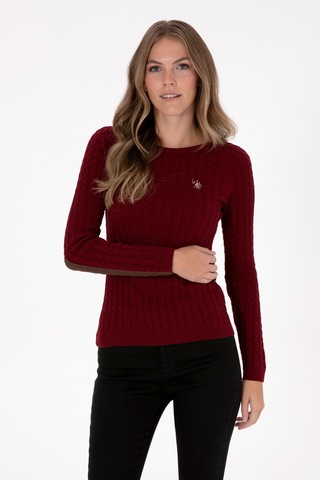 U.S. Polo Assn. Kadın Bordo Bisiklet Yaka Basic Kazak 50307728-VR014