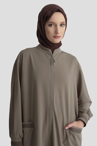 Armine Trend Kolları Ribanalı Boydan Fermuarlı Cepli Giy Çık Vizon 25kt557