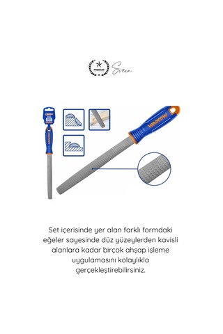 Eğeseti 5 Parça Metal Eğe Seti 200 Mm Karbon Çelik Orta Pürüzlü Düz Yuvarlak Yarım Yuvarlak Kare Üç