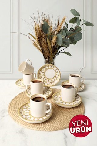 Keramika Worn Gold Nordic Kahve Takımı 12 Parça 6 Kişilik 22968