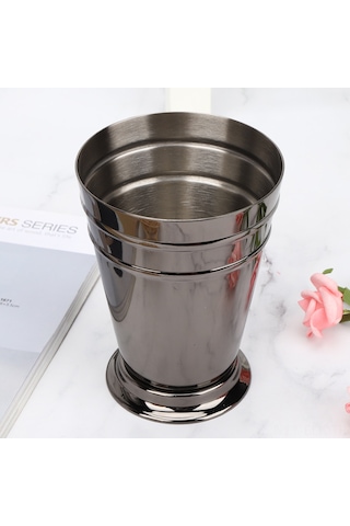 Xindoker 400ml 304 Paslanmaz Çelik Buzlu Kokteyl Bardak, Konik Saplı, Siyah, Dayanıklı, Kolay Temizlenir, Parlak Yüzey