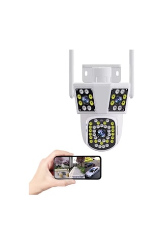 6mp 3 Lensli Wifi Ptz Kamera 10x Zoom 360 Görüş Ip66 Gece Görüş Su Geçirmez Güvenlik Kamera