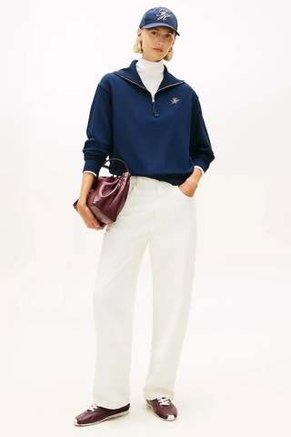 Tommy Hilfiger Kadın Yarım Fermuar Sweatshirt Lacivert