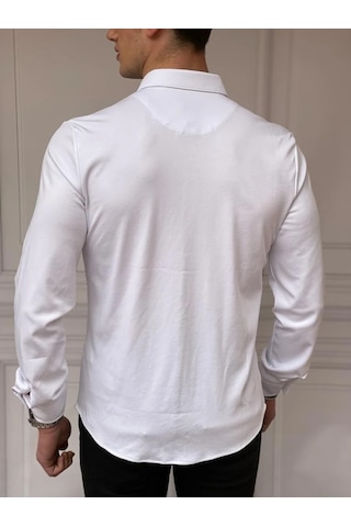 Modefendi Slimfit Merserize Pamuk Uzun Kollu Gömlek Beyaz