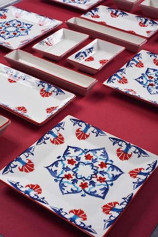 Piatti Naturali 16 Parça 6 Kişilik Çini Kahvaltı Takımı Handmade Sunum Seti Çok Renkli