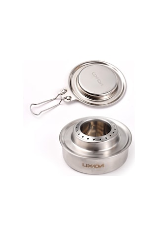 Açık Hava Paslanmaz Çelik Alkol Ocak 120ml Mini Sırt Çantası Ocağı Katlanabilir Yangın Söndürücü Kapağı İle Yüksek Yanma Verimliliği Kamp Ocağı Gümüş