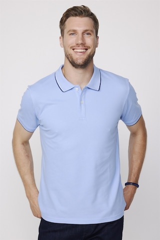 Tudors Erkek Polo Yaka Slim Fit Yaka Ve Kol Şeritli Pike Mavi Tişört-27646-Mavi