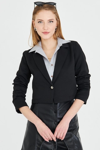 Armonika Kadın Siyah Tek Düğmeli Crop Ceket Arm-23y001064
