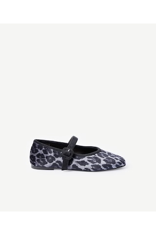 Yargıcı Leopar Baskılı Kadife Mary Jane Babet 26kkay4012x 005 Gri