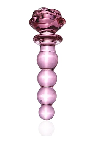 Red Fox Pembe Kristal Boğumlu Cam Anal Plug Yapay Penis 14 Cm