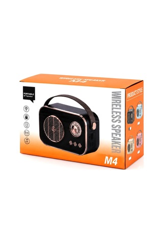Platoon Pl-4641 Hoparlör Ve Speaker Dc 5v Işıklı Wireless Usb Şarjlı Renkli Kasa Bronz Çerçeve Tf