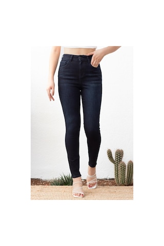 Kadın Süper Skinny Fit Esnek Likralı Yüksek Bel Denim Jean Kot Pantolon Yenijennie-blue Black-k 001