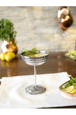 Bakır Kadeh Dilimli Model Gümüş Renk 2'li