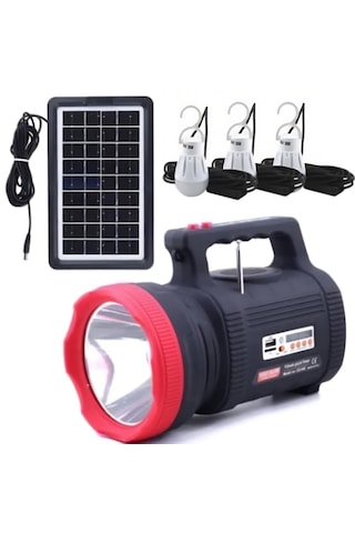 Güneş Enerjili Bt Radyolu 15 W El Fenerli 3 Ampullü Aydınlatma Ci