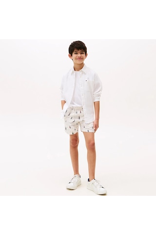 Tommy Hilfiger Print Linen Çocuk Beyaz Mayo Kb0kb09478 Beyaz