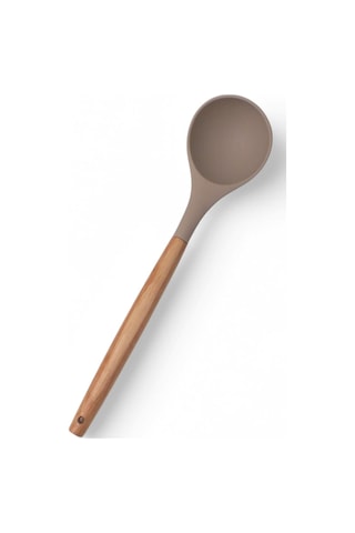 Lexroo Bambu Saplı Silikon Kepçe, Bambu Uzun Silikon Çorba Ve Sos Kepçesi 27cm 3 Renk Seçenekli