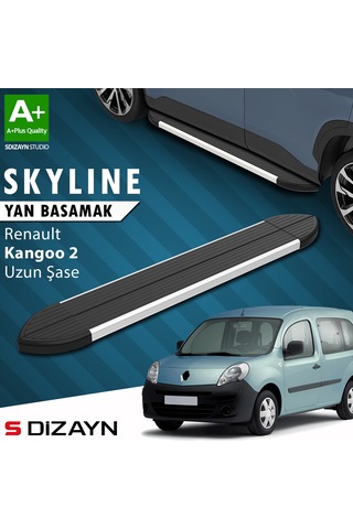 S-dizayn Renault Kangoo 2 Uzun Şase Skyline Aluminyum Yan Basamak 223 Cm 2008-2020 A+ Kalite