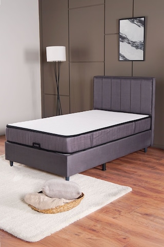 Kilim Mobilya Royal Plus Sandıklı Baza Başlık Paket Yaylı Pedli Yatak Seti Antrasit 100 X 200