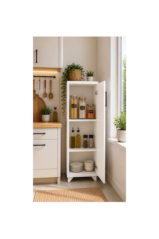 Çok Amaçlı Dolap 3 Raflı Tek Kapaklı Beyaz Düzenleyici Dolap 40x30x106 Cm Beyaz Beyaz Çok Amaçlı Dolap 3 Raflı Tek Kapaklı Beyaz Düzenleyici Dolap 40x30x106 Cm Beyaz Beyaz