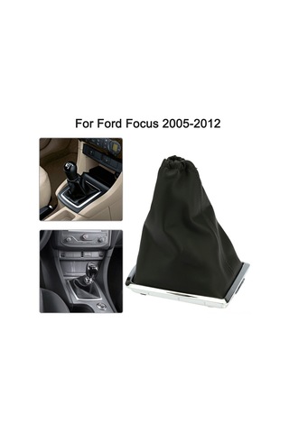 Dianziye Ford Focus 2005-2012 İçin Kauçuk Ve Deri Vites Koruma Kılıfı - Siyah Siyah