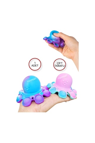 Toyfest Push Popper Flip Octopus Yumuşak Stress Giderici Çift Taraflı Anahtarlık