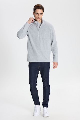 Anti-pilling Tüylenme Yapmayan Standart Fit Bato Yaka Soğuk Geçirmez Sweatshirt Polar Grı Melanj Gri Melanj