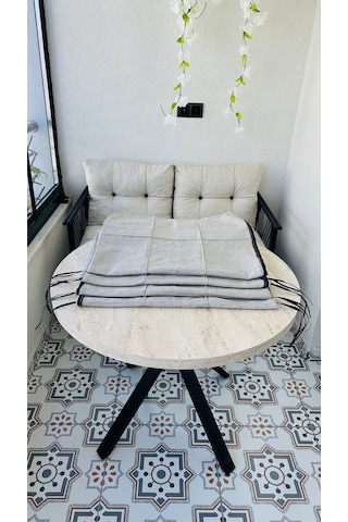 Bahçe Balkon Takımı Minder Kılıf Takımı 4 Adet Açık Gri