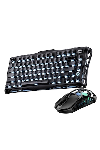 Gravastar Mercury K1 Mekanik Gaming Klavye Ve X Kablosuz Optik Mouse Seti, Stealth Black