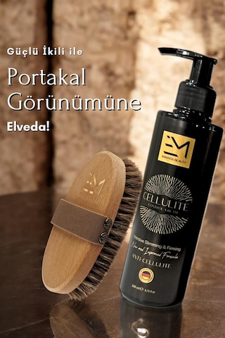 Em Amanos Beauty Selülit Kremi 200 ML + Selülit Karşıtı Doğal At Kılı Fırçası