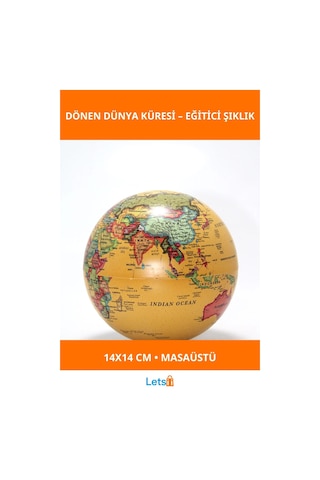 14x14 Cm Şık Masa Üstü Dönme Özellikli Dünya Küre Diğer