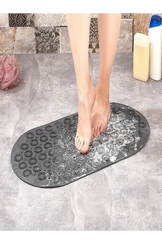 3 Parça Set Masajlı ve Duş Kaydırmaz Çift Taraflı Banyo Duş Vucüt Fırçası Yıldızküvet Süzgeci Siyah