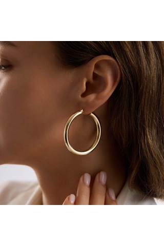 14k Altın Halka Küpe 4 Mm 4.5 Cm T14313 Renkli