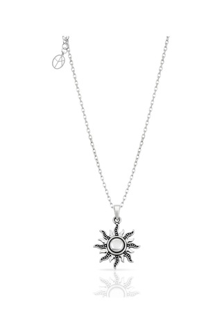 Oya Silver Minimal Karartma Gümüş Güneş Kolyesi 2.1x1.8cm Oyot390