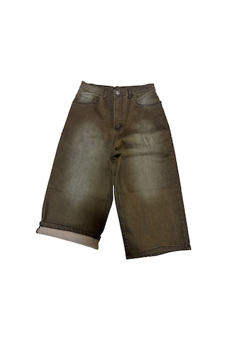 St.poll Likralı Yıkamalı Unisex Baggy Şortolon Şort Vizon