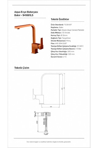 Newarc Aqua Evye Bataryası - Parlak Bakır