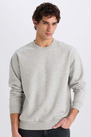 DeFacto Oversize Geniş Kalıp Bisiklet Yaka Kalın Basic Düz Sweatshirt E5955AX24WNGR384 Gri