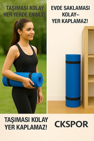 10 Mm Pilates Yoga Minderi Spor Pilates Egzersiz Matı Mavi