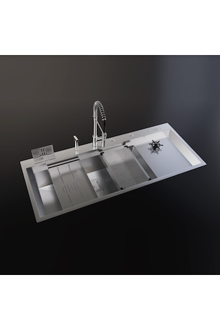 Inox 118x50 Tek Göz Bardak Yıkamalı Paslanmaz Çelik Eviye Renkli