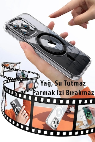 Gld-spt- Joko Apple Uyumlu iPhone 15 Pro Max Kılıf Crystal Magsafe Kapak - Şeffaf