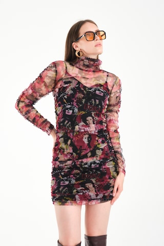 Büzgülü Tül Elbise Pembe