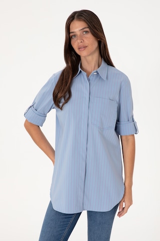 U.S. Polo Assn. Kadın Mavi Uzun Kollu Çizgili Tunik Gömlek 50299523-VR036