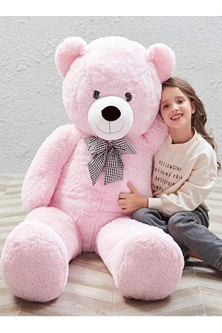 Papyonlu 180-190 Cm Dev Boy Sevimli Peluş Koca Ayı - Sevgiliye Eşe - Arkadaşa Özel Hediye Pembe