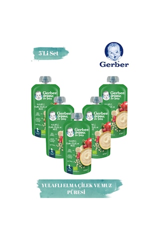 Organik Yulaflı Elma Çilek ve Muz Püre 110 G 5'li Set