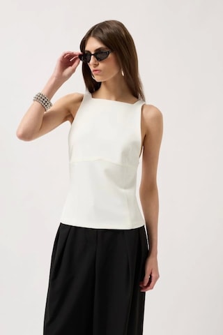 Defymoda Sırt Kurdele Detay Bluz Beyaz