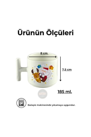 Deepcraft Best Quality 'noel Baba1' T Kulplu Kupa Yılbaşı,sevgililer Günü, Hediyelik Kupa 185ml Beyaz