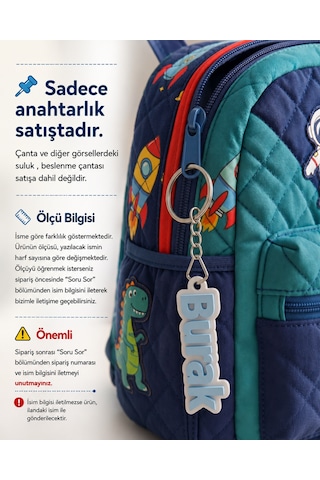 Kişiye Özel İsimli Çocuk Çanta Aksesuarı Anahtarlık - Pla Sağlıklı Plastik Açık Mavi
